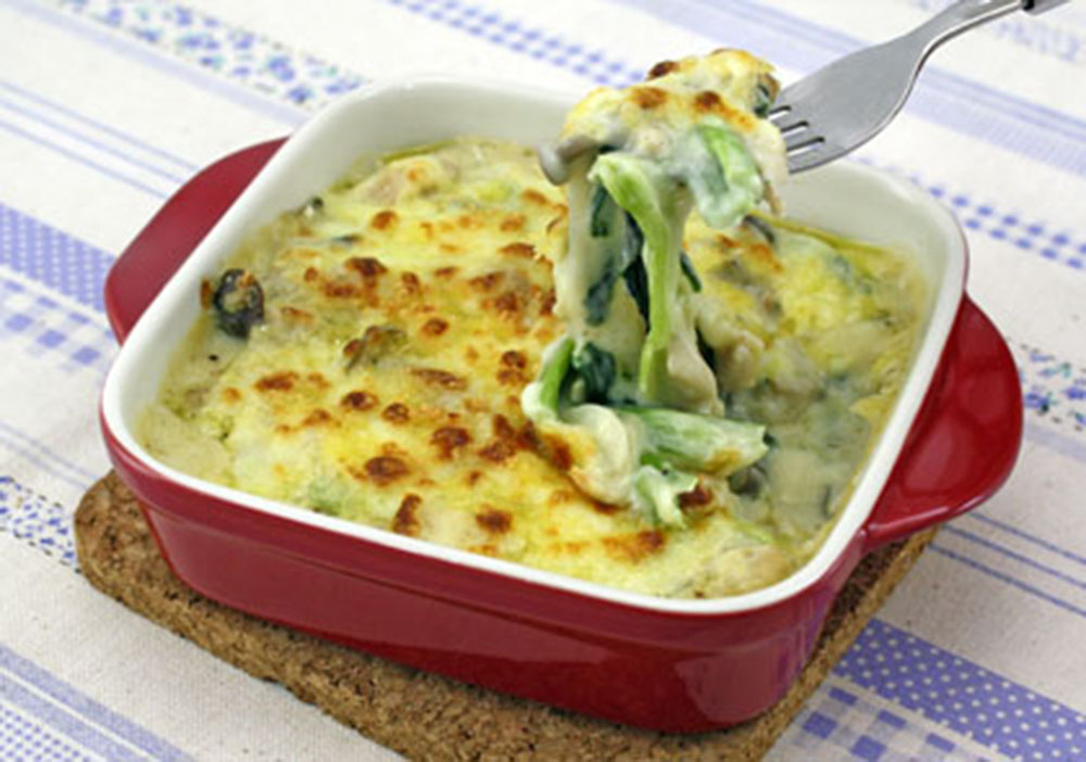 こまつ菜ときのこのグラタン