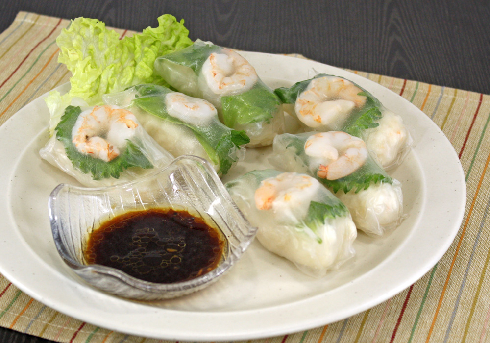 蒸しえびはんぺん生春巻き