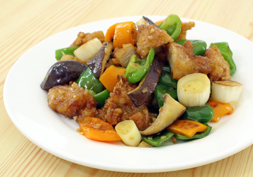 簡単鶏から揚げぽん酢ピリ辛炒め