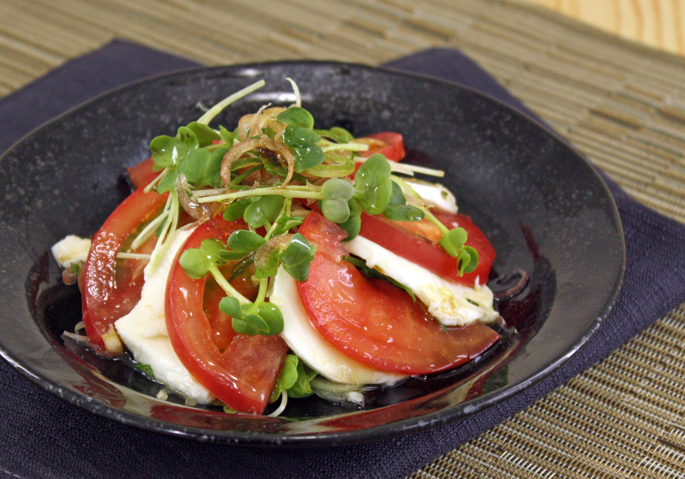 薬味たっぷりゆずぽん酢のカプレーゼ風