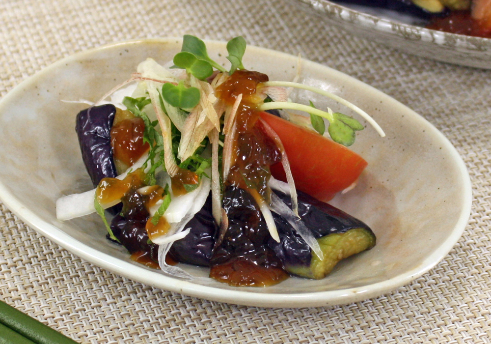 ゆずジュレで揚げなすのたたき風